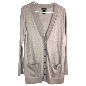 Eddie Bauer Cotton Cashmere Gray Long Cardigan